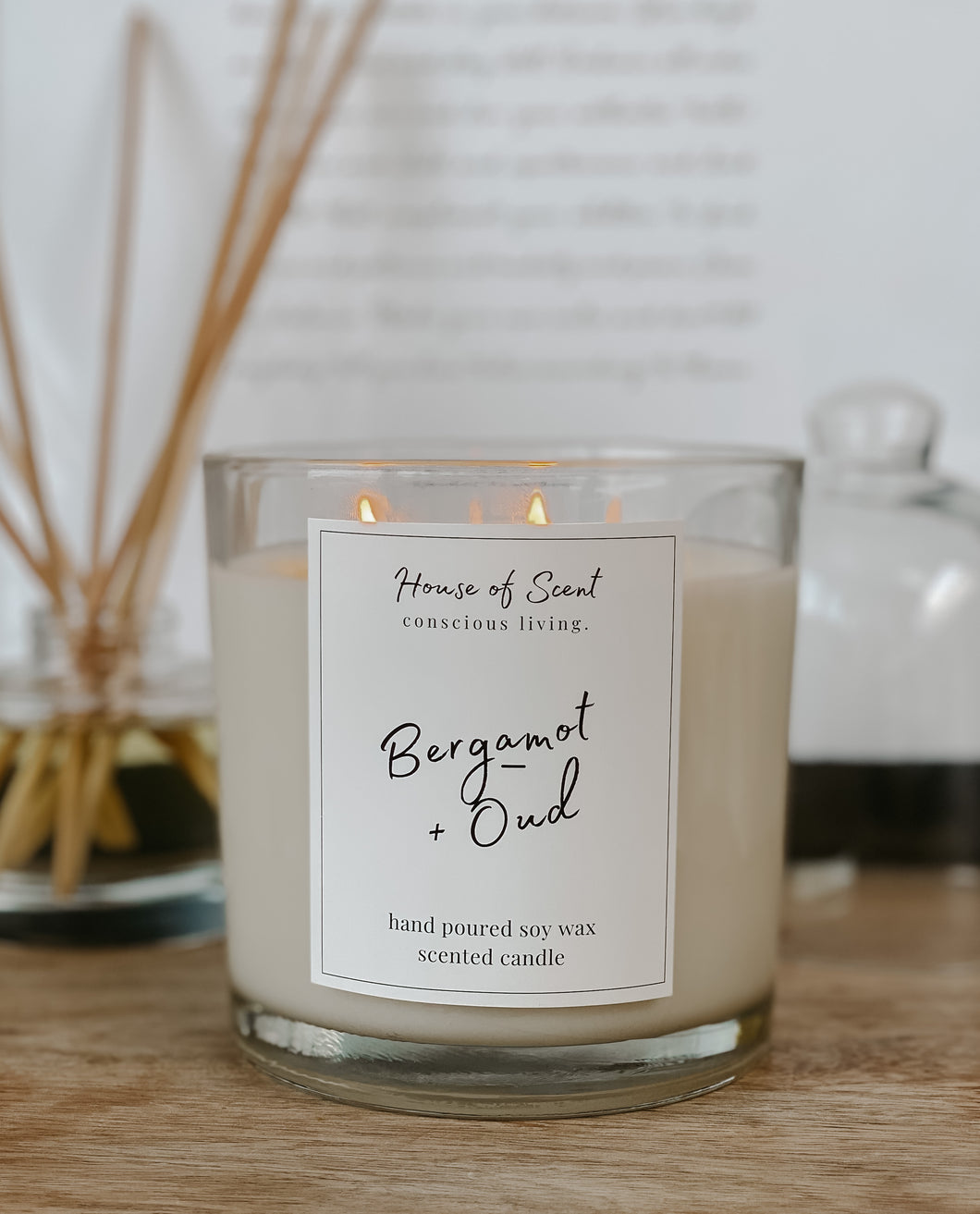 Bergamot + Oud - 3 wick