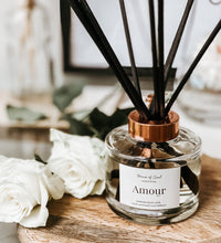 Load image into Gallery viewer, Amour Reed Diffuser - amber, pomegranate &amp; rose
